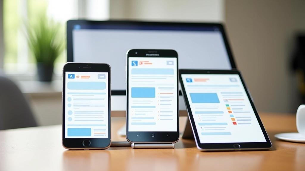 Démonstration responsive d'une rangée d'icônes footer sur différentes résolutions d'écran mobile, tablette et desktop